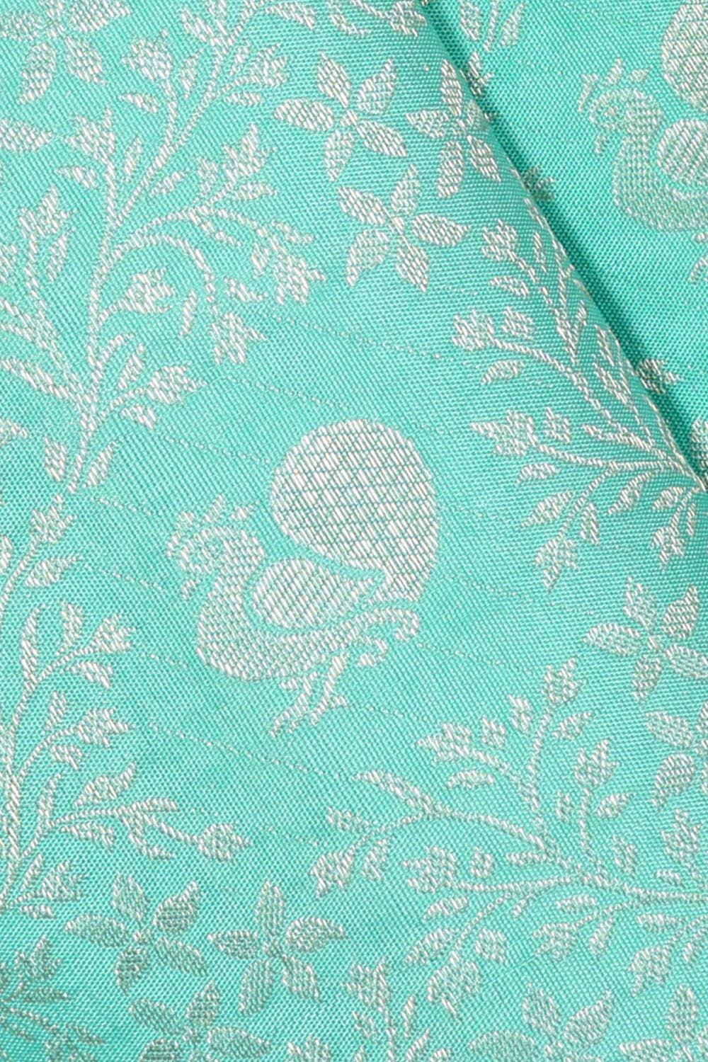 Image of Kanchipattu Aqua Blue Brocade Saree
